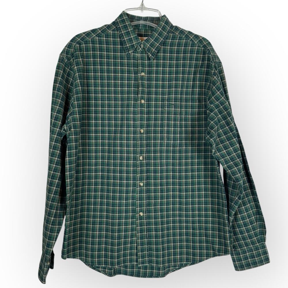 Vintage Sedgefield Green Plaid Long Sleeve Button Down Shirt Men's Size Medium